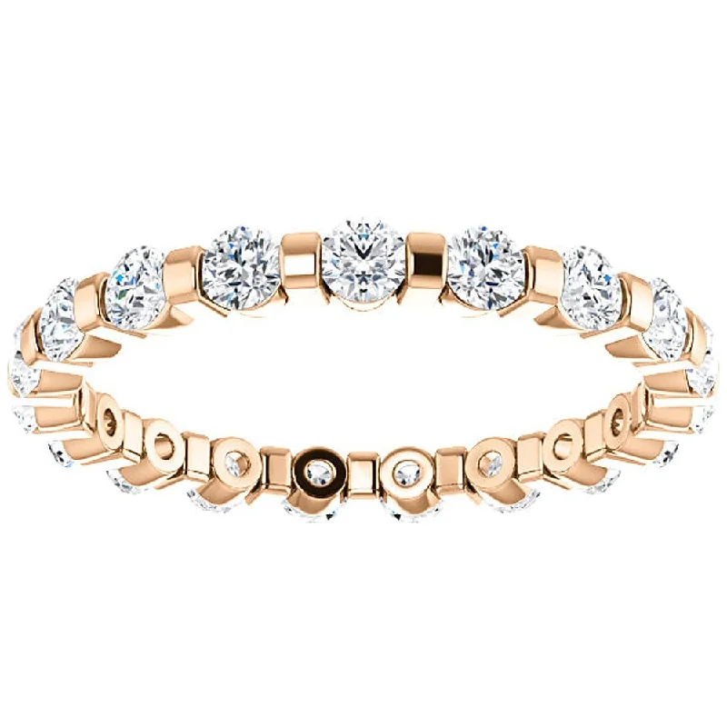 1 Ct Diamond Bar Set Eternity Wedding Ring in Rose Gold