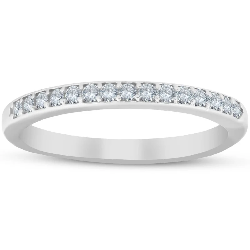 10k White Gold 1/4 ct TDW Diamond Wedding Ring Womens Anniversary Band