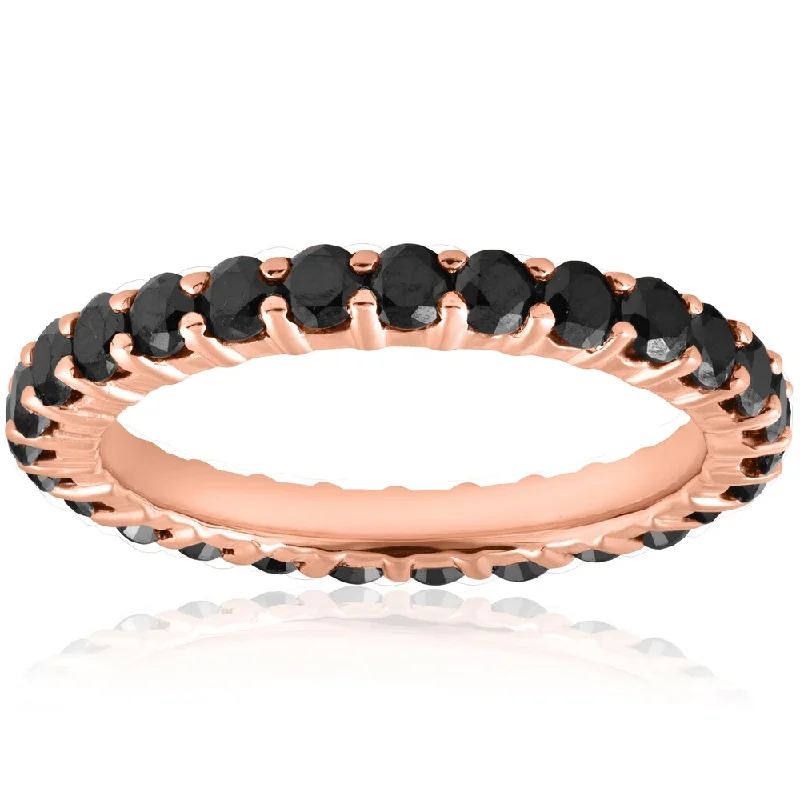 14K Rose Gold 1 1/2ct TDW Black Diamond Eternity Ring