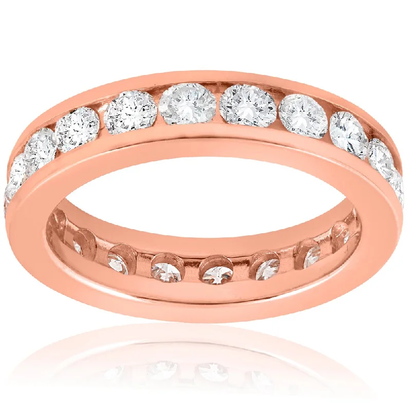 14K Rose Gold 2 CT TDW Diamond Channel Set Eternity Wedding Ring - White