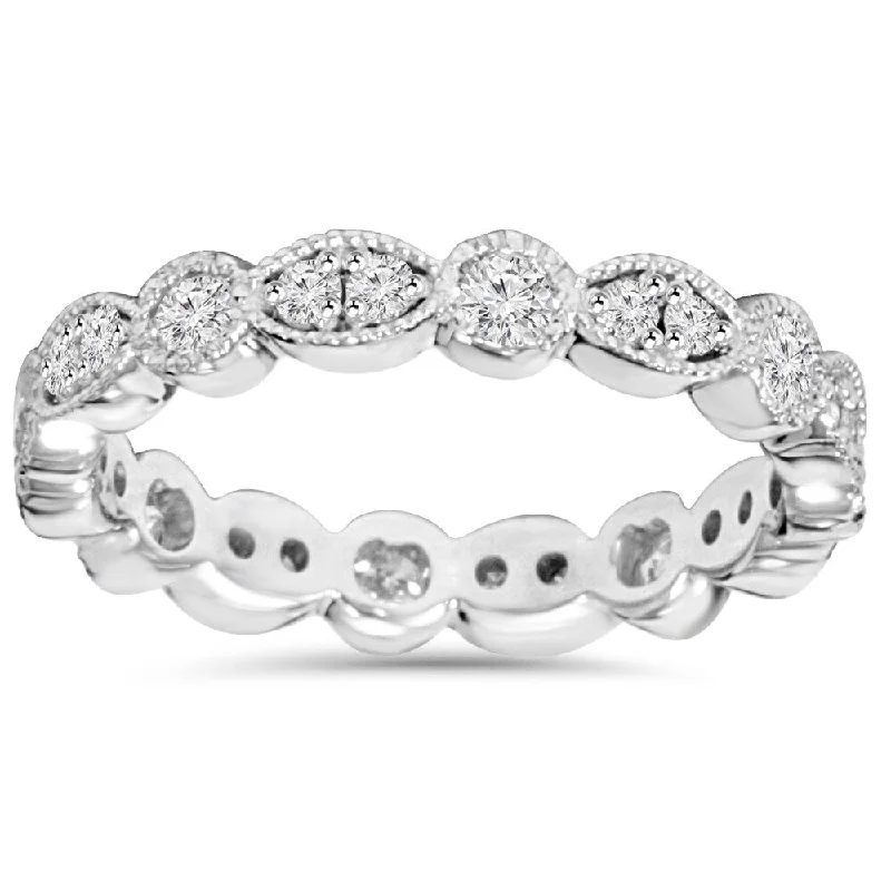 14K White Gold 1.00ct TDW Round Diamond Eternity Anniversary Stackable Wedding Ring