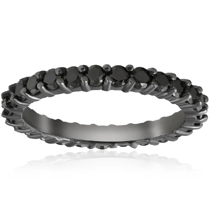 14K White Gold 1 1/2ct TDW Black Diamond Eternity Ring