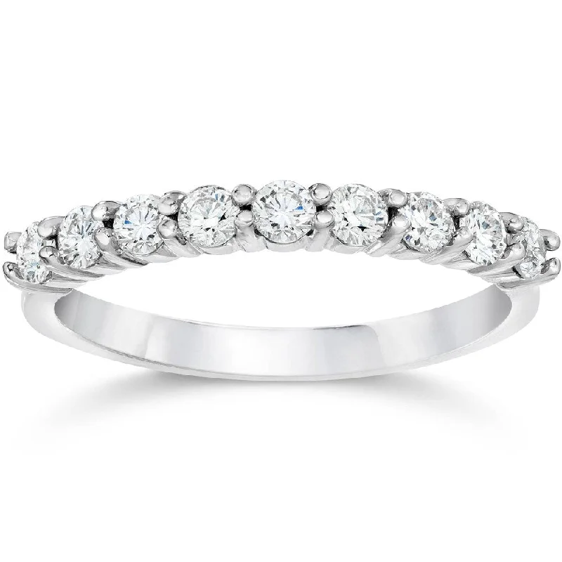 14k White Gold 1/2 Ct Diamond Wedding Anniversary Ring