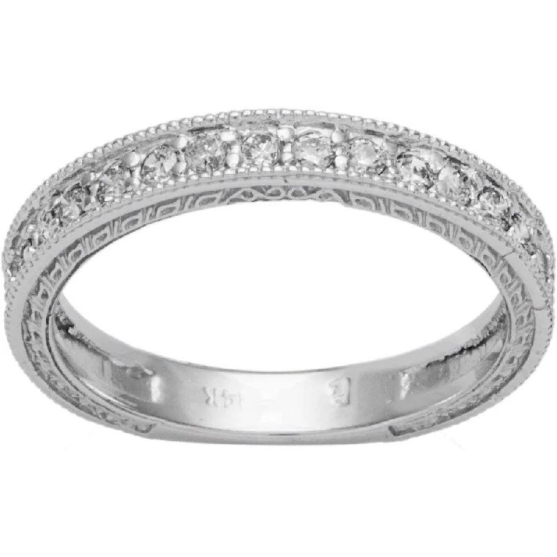 14k White Gold 1/ 4ct TDW Diamond Wedding Ring with Scroll Details