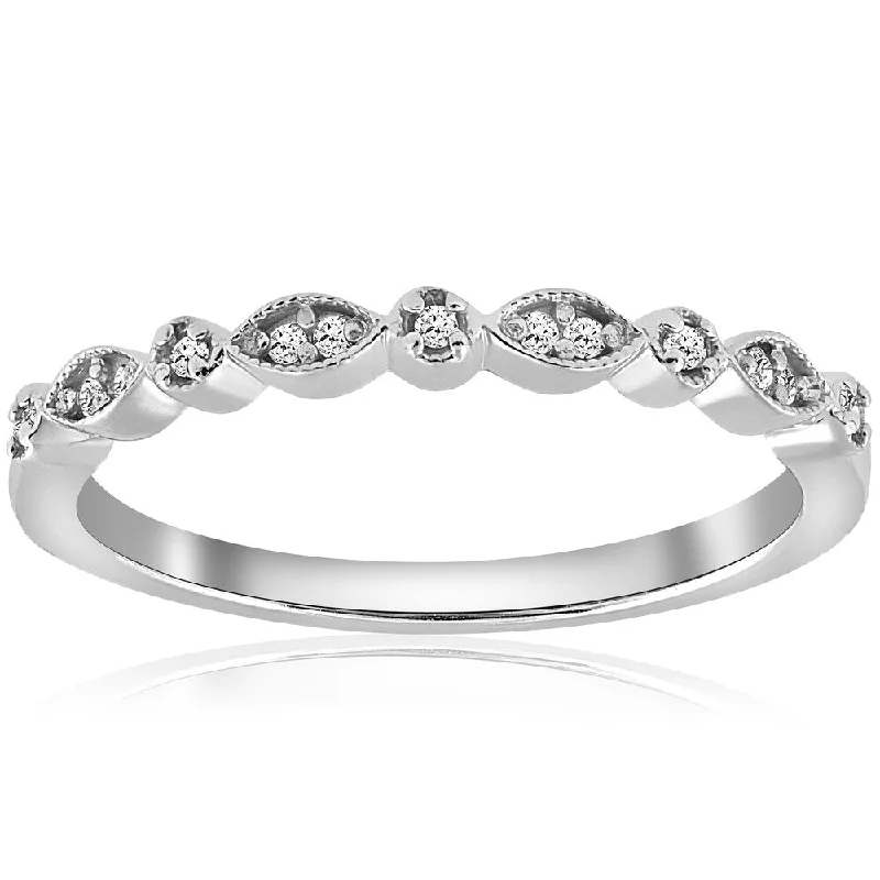 14K White Gold 1/6 ct TDW Diamond Stackable Womens Wedding Anniversary Ring