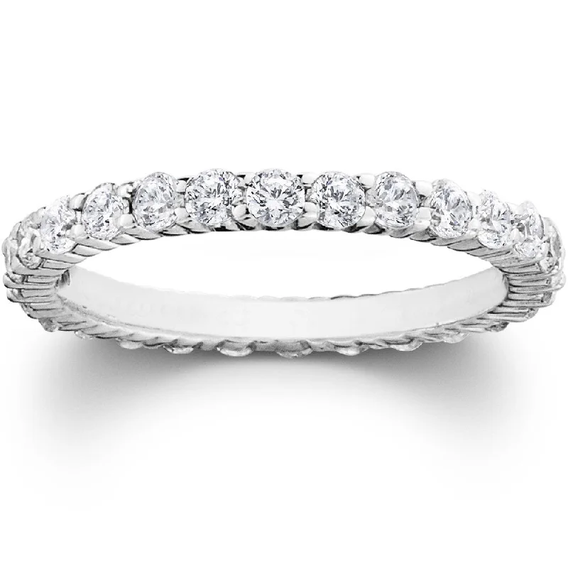 14k White Gold 1ct TDW Lab Grown Diamond Eco-friendly Eternity Stackable Wedding Band