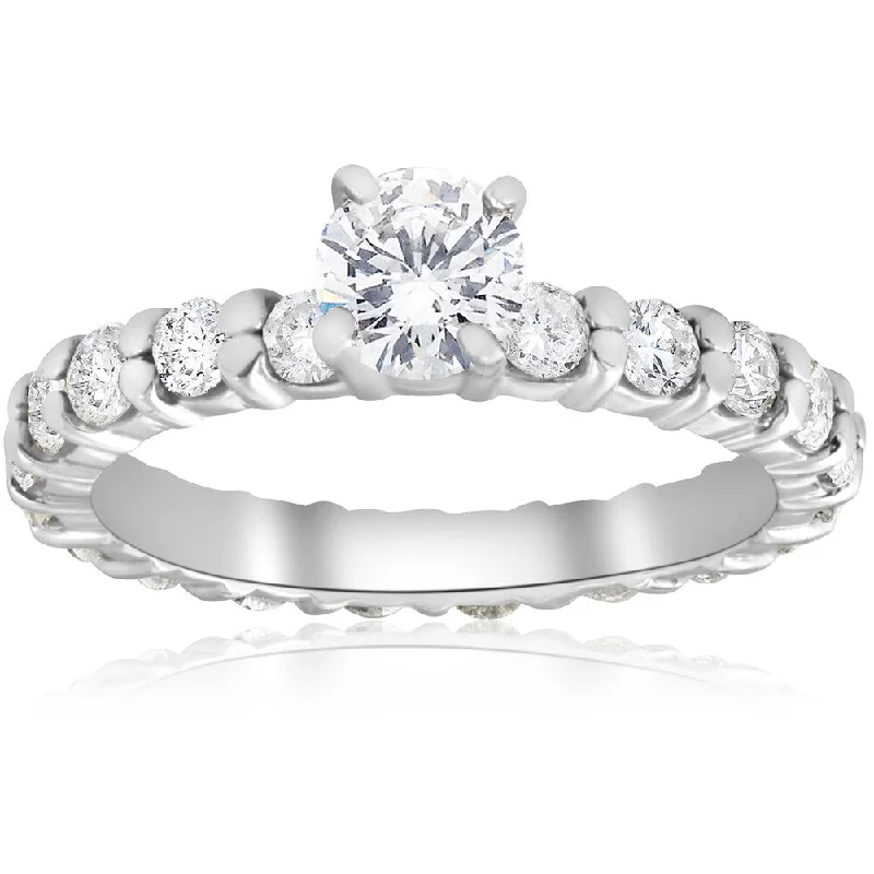 14k White Gold 2 ct TDW Diamond Eternity Engagement Ring 14K White Gold (I-J, I2-I3)