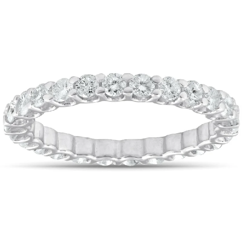 14k White Gold 2 Ct TDW Diamond Eternity Ring Womens Wedding Band