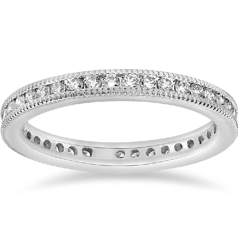 14k White Gold .51 Ct Diamond Eternity Ring Womens Wedding Band (G/VS1-VS2)