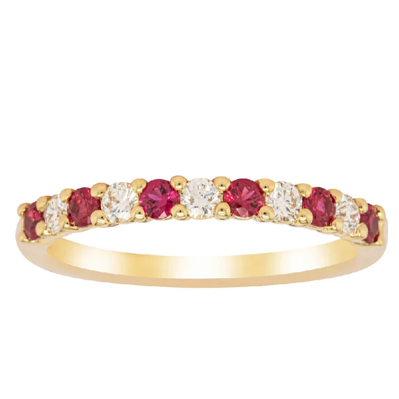 18ct Yellow Gold Ruby & Diamond Panorama Band