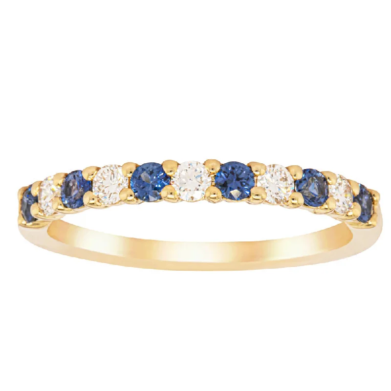 18ct Yellow Gold Sapphire & Diamond Panorama Band