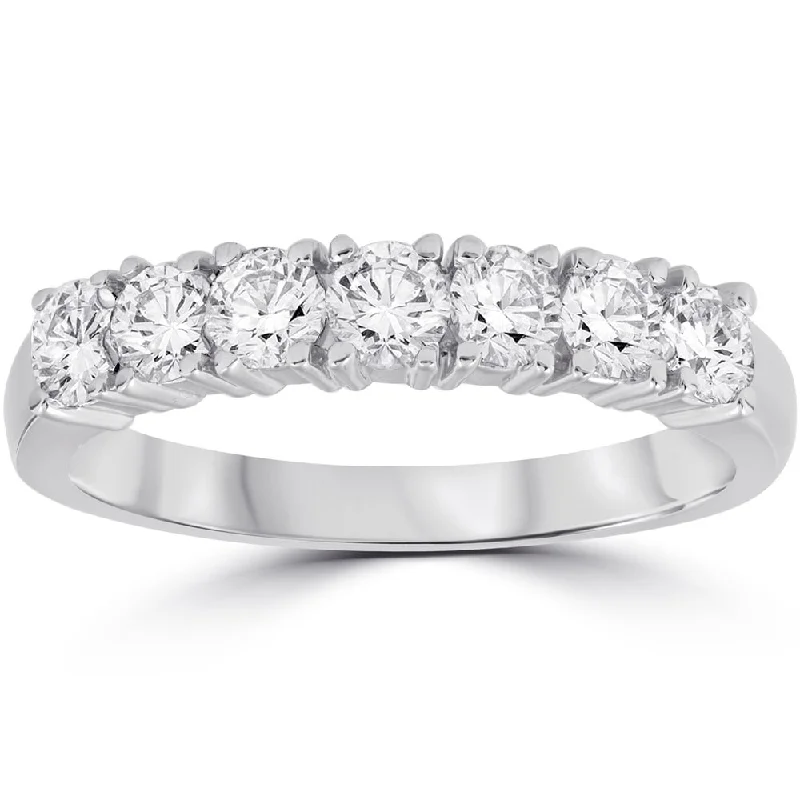 3/4 Ct Lab Grown Diamond EX3 7-Stone Wedding Ring White Gold