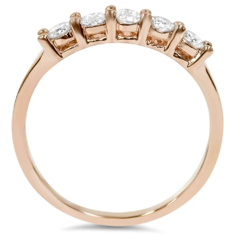 3/4ct Five Stone Diamond Ring Rose Gold