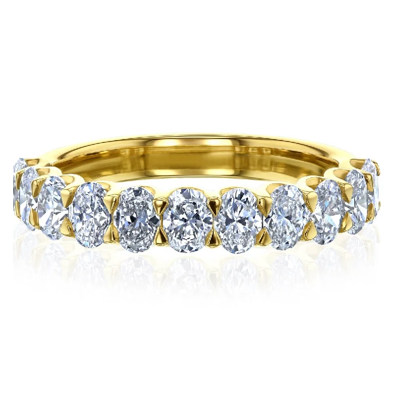 Annello by Kobelli Summer 14k Solid Gold Oval LG Diamond U-Prong Half Eternity Ring