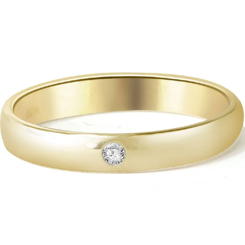 Bezel Solitaire Diamond Engagement Promise Gold Ring