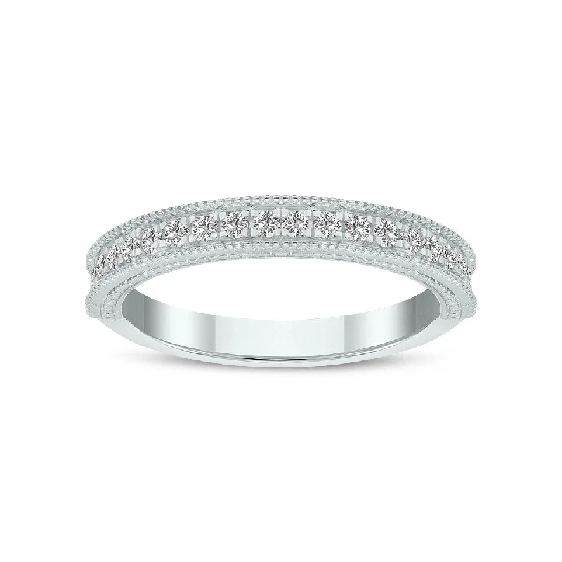 Marquee Jewels 1/3 Carat TW Round Lab Grown Diamond Wedding Band in 14K White Gold