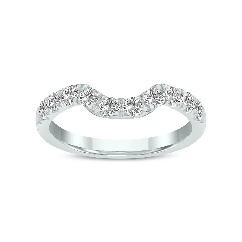 Marquee Jewels 3/4 Carat TW Round Lab Grown Diamond Wedding Band in 14K White Gold