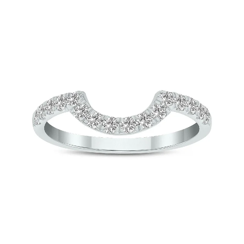 Marquee Jewels 3/8 Carat TW Lab Grown Diamond Wedding Band in 14K White Gold