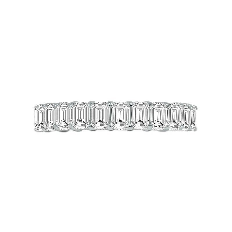 Marquee Jewels Emerald Cut Lab Grown Diamond Eternity Band in 14K White Gold (3.75 Carat TW)