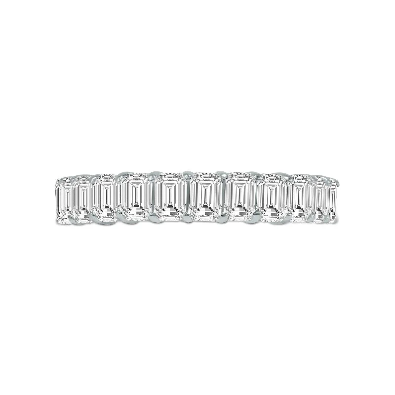 Marquee Jewels Emerald Cut Lab Grown Diamond Eternity Band in 14K White Gold (5.50 Carat TW)