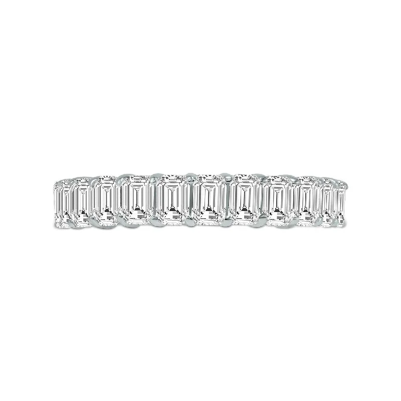 Marquee Jewels Emerald Cut Lab Grown Diamond Eternity Band in 14K White Gold (7.60 Carat TW)