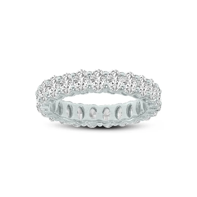 Marquee Jewels Oval Lab Grown Diamond Eternity Band in 14K White Gold (2.40 Carat TW)