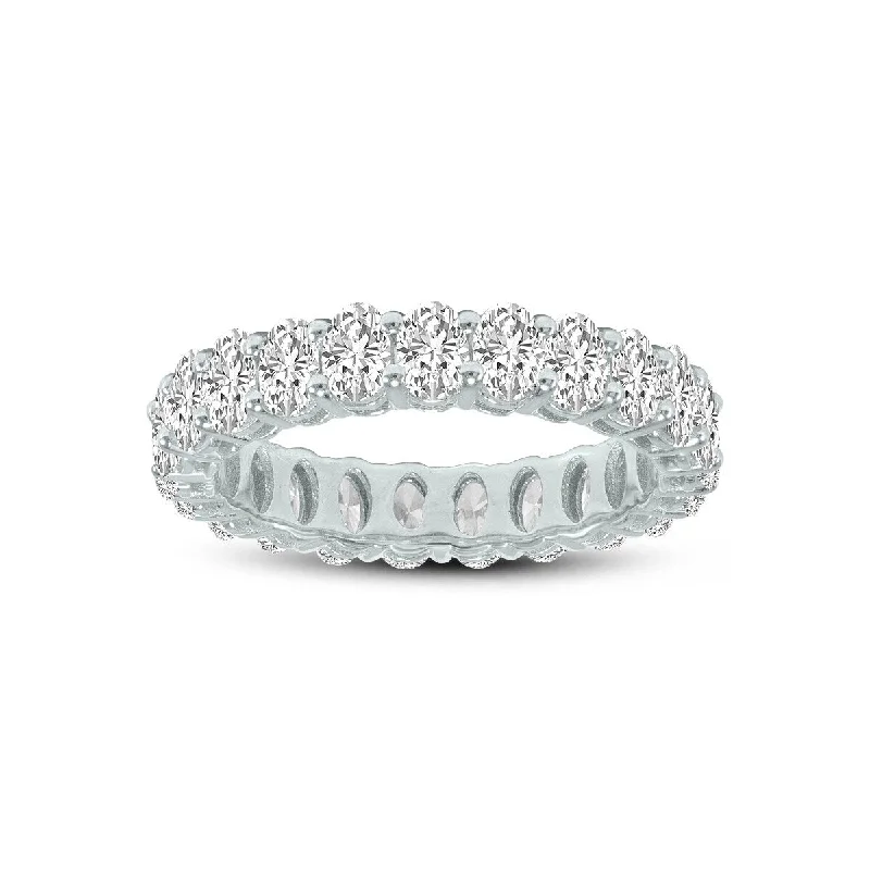 Marquee Jewels Oval Lab Grown Diamond Eternity Band in 14K White Gold (4 Carat TW)