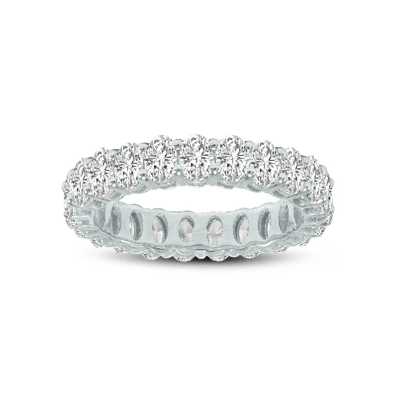 Marquee Jewels Oval Lab Grown Diamond Eternity Band in 14K White Gold (8 Carat TW)