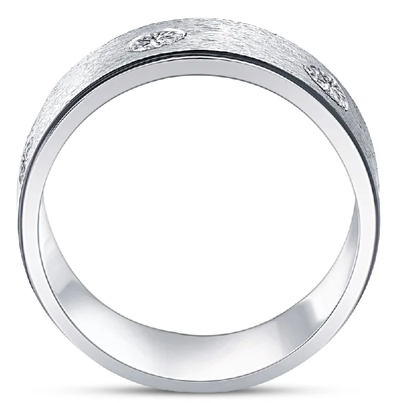 Mens 1ct Diamond Comfort Fit Wedding White Gold Ring