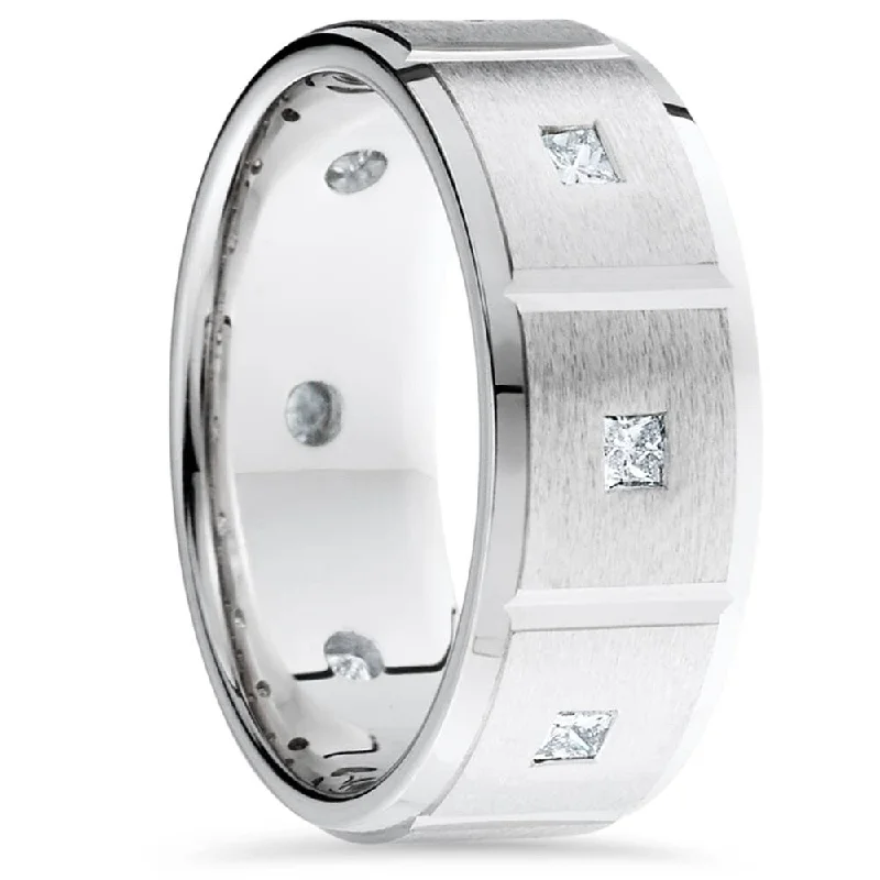 Mens 3/4ct Princess Cut Diamonds Wedding Ring New Band