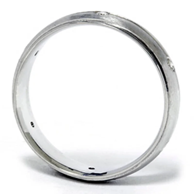 Mens 950 Platinum Diamond Band Brushed Wedding Ring