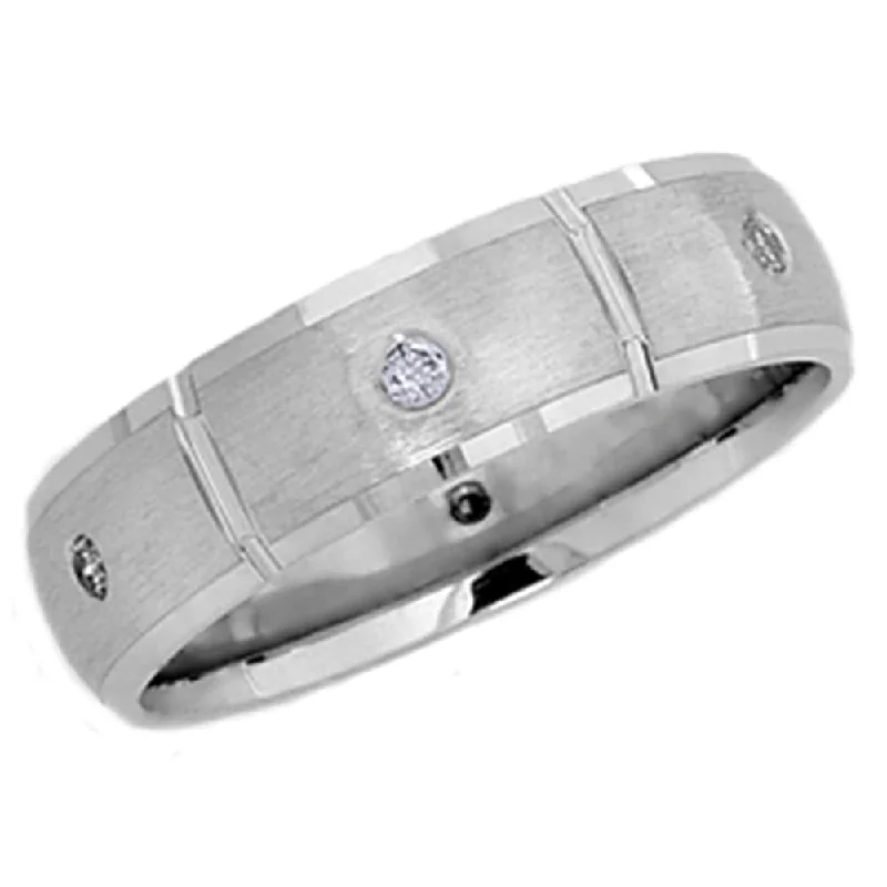 Mens Comfort Fit Bezel Diamond Wedding Band Ring