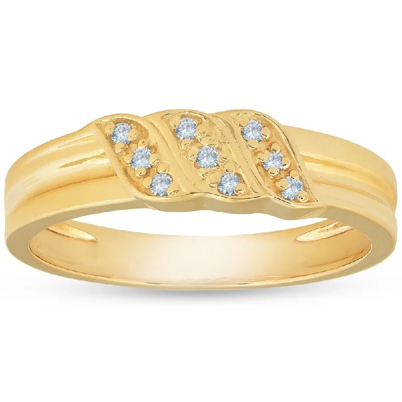 Pompeii3 10k Yellow Gold Diamond Wedding Ring Mens Anniversary Band