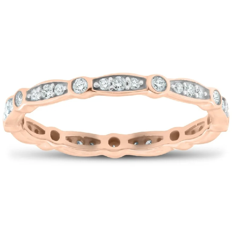 Pompeii3 14k Rose Gold 1/3 Ct TDW Diamond Eternity Wedding Ring Stackable Womens Anniversary Band