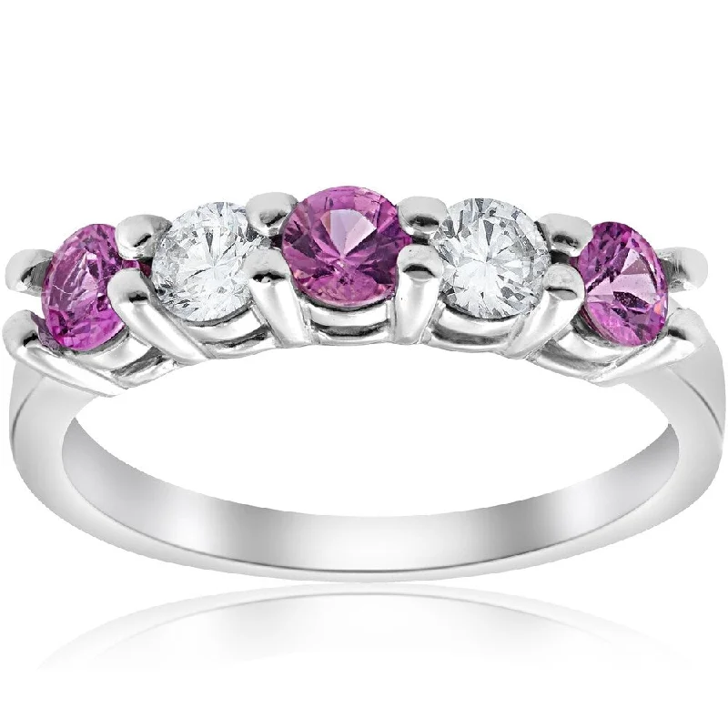 Pompeii3 14K White Gold 1 1/10ct Pink Sapphire & Diamond Ring