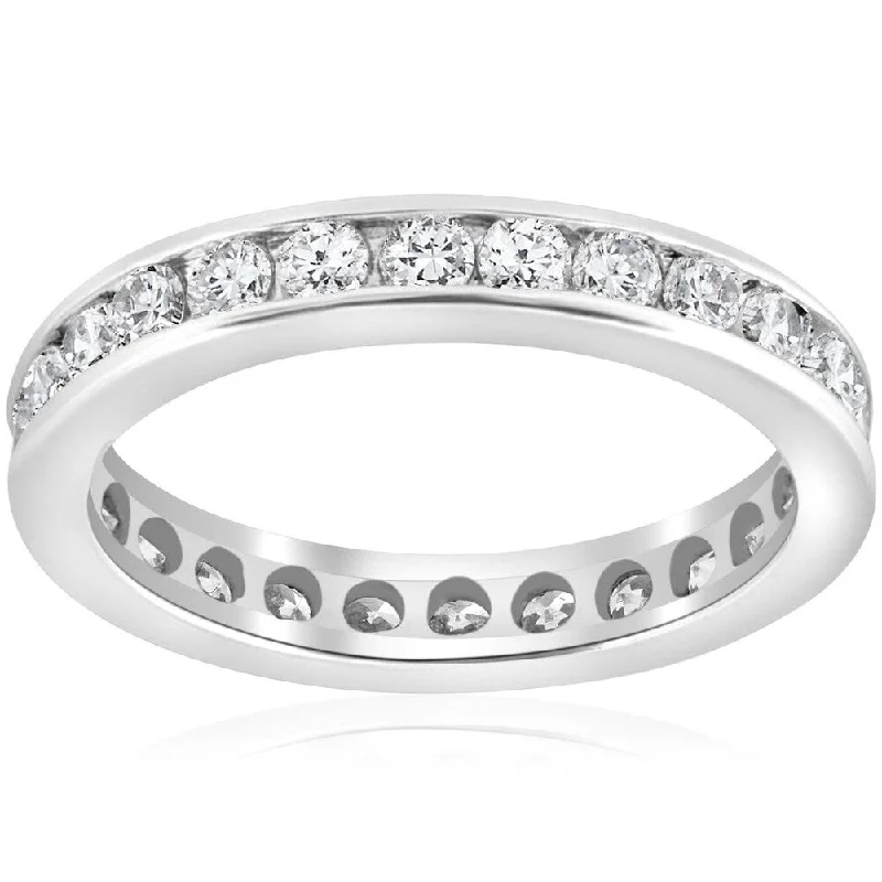 Pompeii3 14k White Gold 1 1/2 Ct TDW Diamond Eternity Ring Channel Set Womens Wedding Band