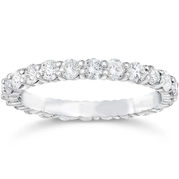 Pompeii3 14k White Gold 1 1/2 ct TDW Diamond Womens Eternity Anniversary Stackable Wedding Ring