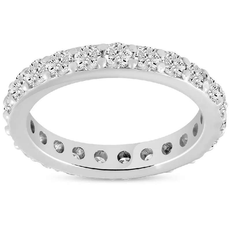 Pompeii3 14k White Gold 1 1/2 cttw Diamond Eternity Ring 14k White Gold Common Prong Stackable Band