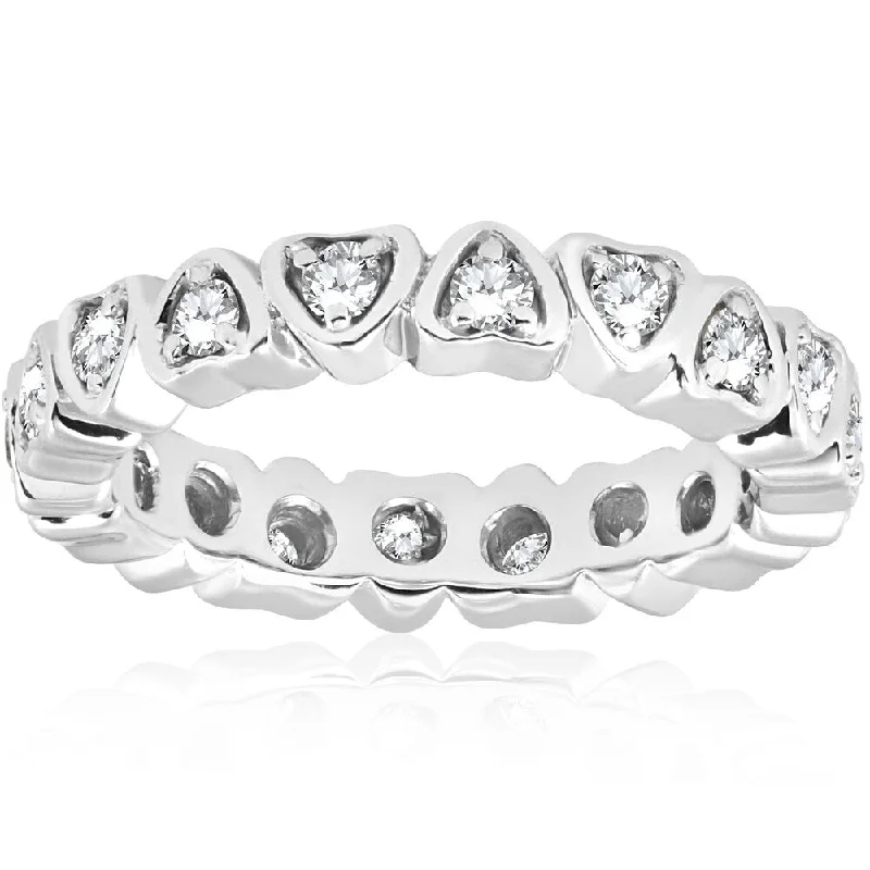 Pompeii3 14k White Gold 1/2 ct TDW Diamond Heart Shape Eternity Ring Womens Wedding Band - White I-J - White I-J