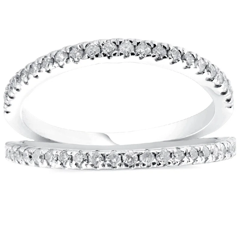 Pompeii3 14k White Gold 1/4 ct TDW Diamond Stackable Fashion Ring Womens Anniversary Band