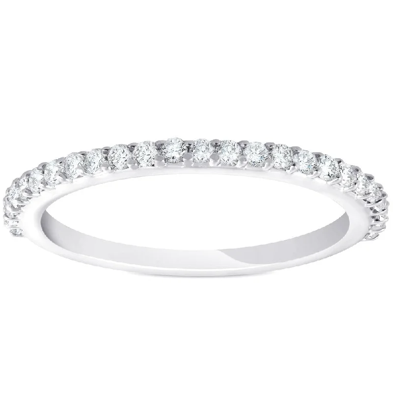 Pompeii3 14k White Gold 1/4 ct TDW Diamond Wedding Ring Womens Stackable Band