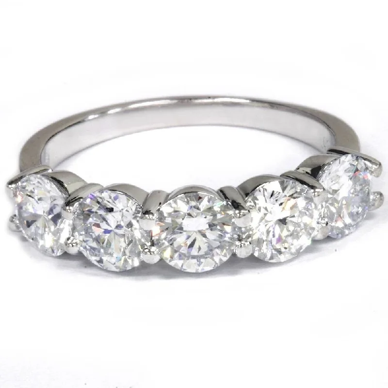 Pompeii3 14k White Gold 2 1/2 Ct TDW Diamond Five Stone Wedding Ring Lab Grown (G-H/VS1-VS2)