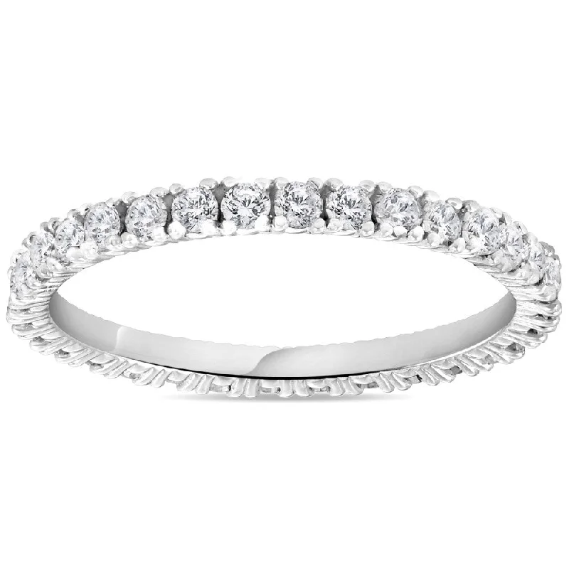 Pompeii3 14k White Gold 5/8 ct TDW Diamond Stackable Wedding Ring Womens Anniversary Band