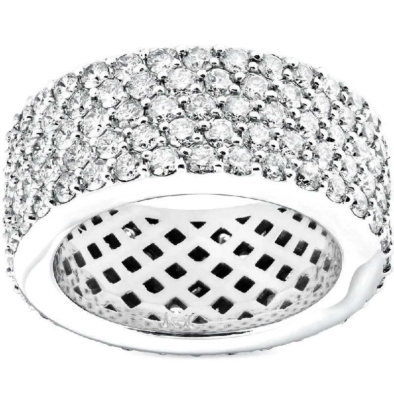 Pompeii3 14k White Gold 5 ct TDW Diamond Multi Row Wide 10MM Pave Eternity Ring (H-I/VS1-VS2)