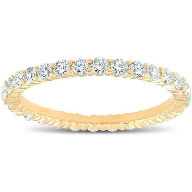 Pompeii3 14k Yellow Gold 1 ct TDW Diamond Eternity Ring Womens Stackable Wedding Anniversary Band