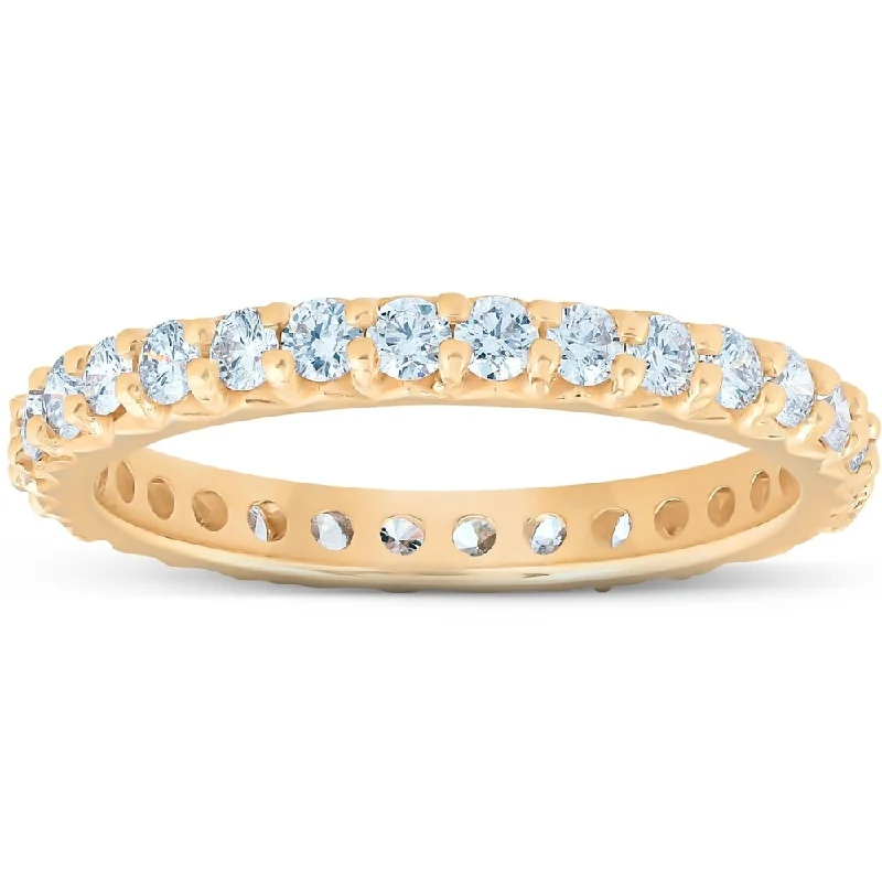 Pompeii3 14k Yellow Gold 1Ct TDW Diamond Eternity Wedding Ring Lab Grown (G-H/VS1-VS2)