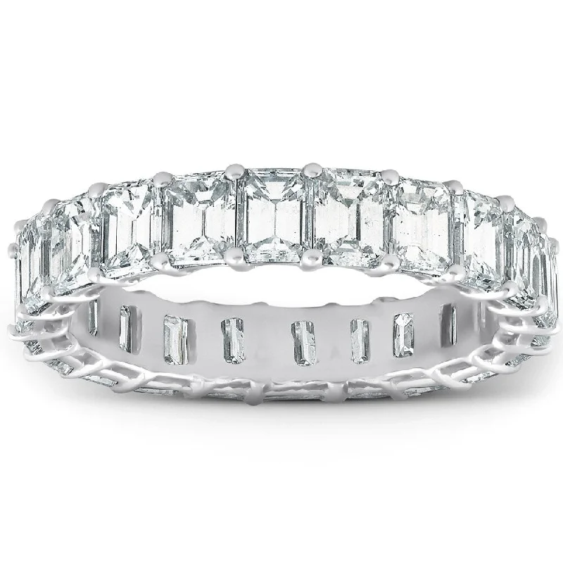 Pompeii3 4.50Ct tdw Platinum Diamond Emerald Eternity Ring (F/VS)