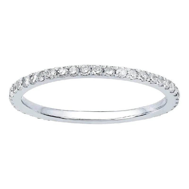 Viducci 10k White Gold 1/2ct Pave Eternity Diamond Wedding Band