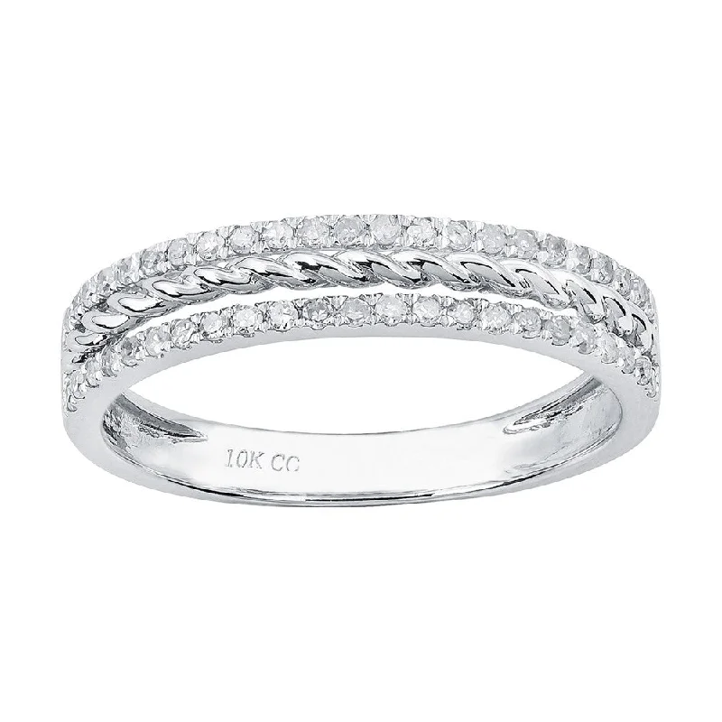 Viducci 10k White Gold 1/4ct Two-Row Diamond Anniversary Band