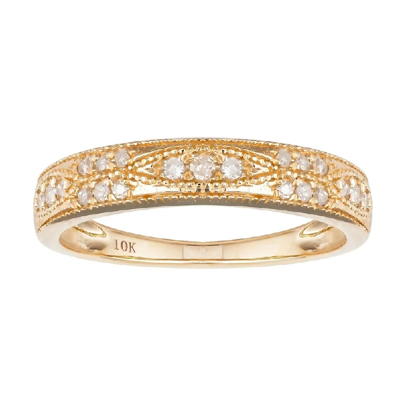 Viducci 10k Yellow Gold 1/4ct Pave Milgrain Diamond Band